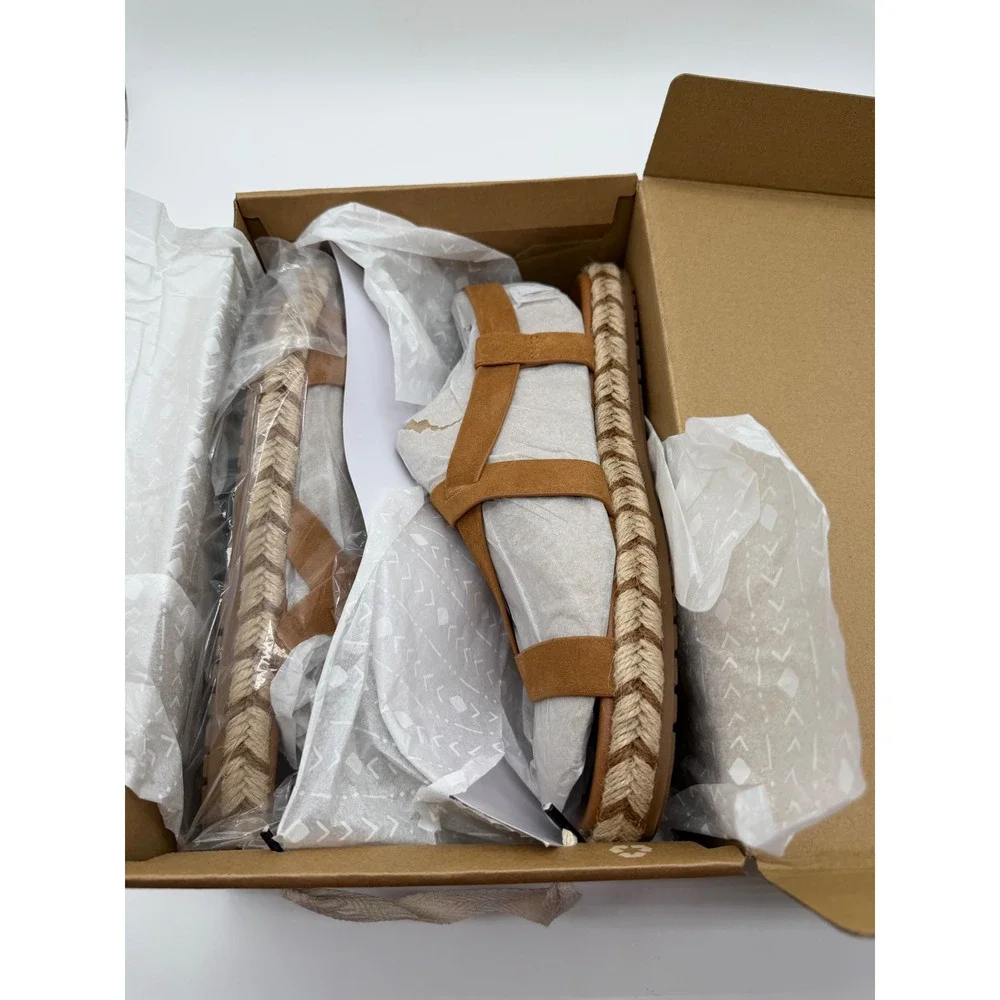 Zodiac Coast Chestnut Suede Espadrille Sandals Strappy Buckle Flat‎ 11M NEW